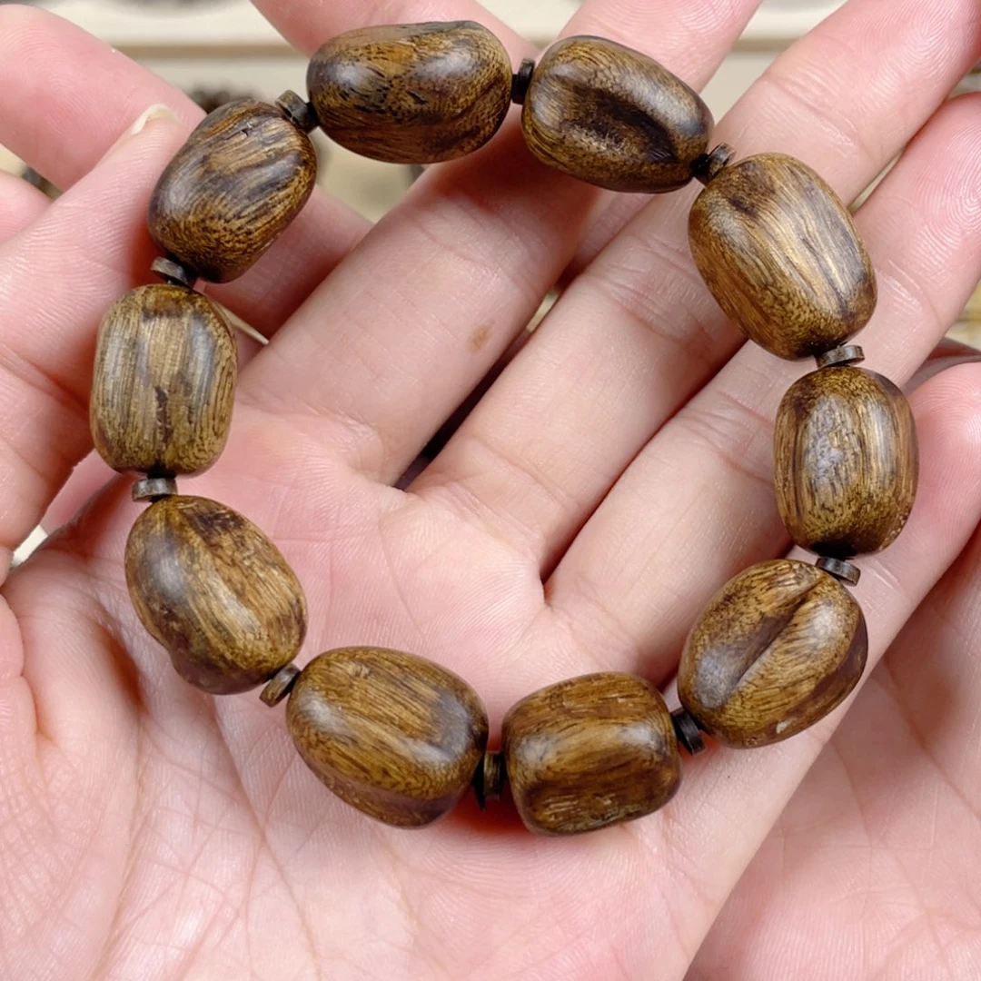 沉香手串鼠**强越南芽庄白棋老料满瘤疤随形