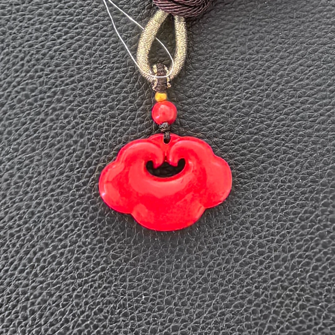 含辰砂工艺品精品朱砂如意锁挂坠A标704多样性发货