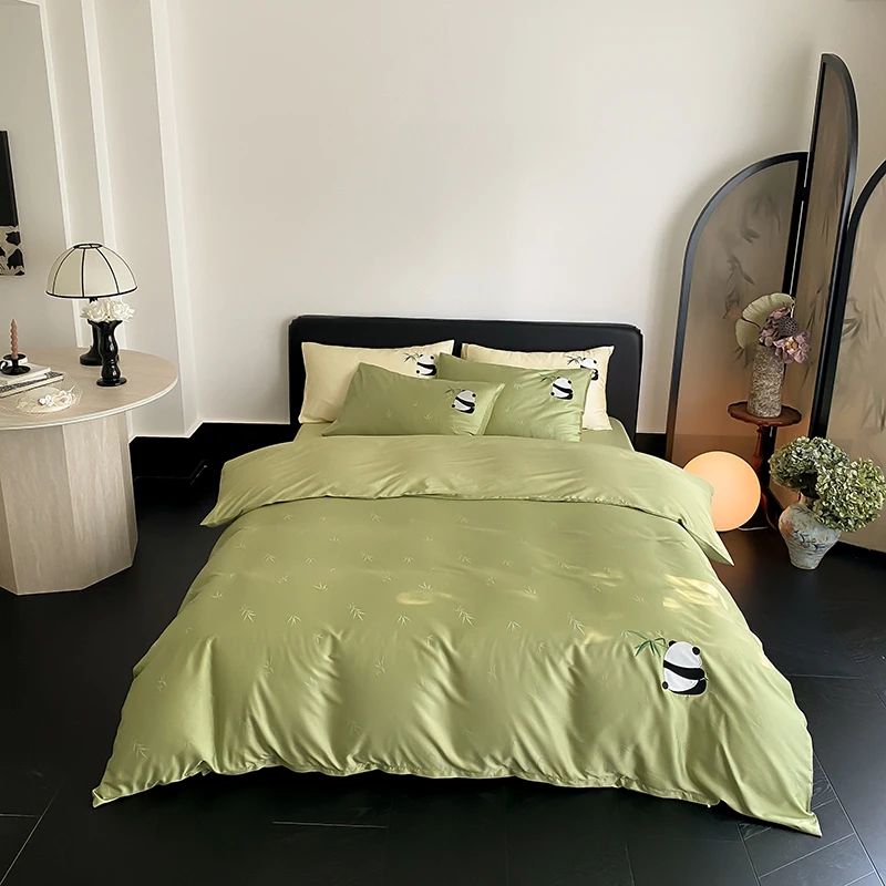 【大漂亮】高支高密轻奢天丝棉提花四件套床上用品 熊猫系列 zxs