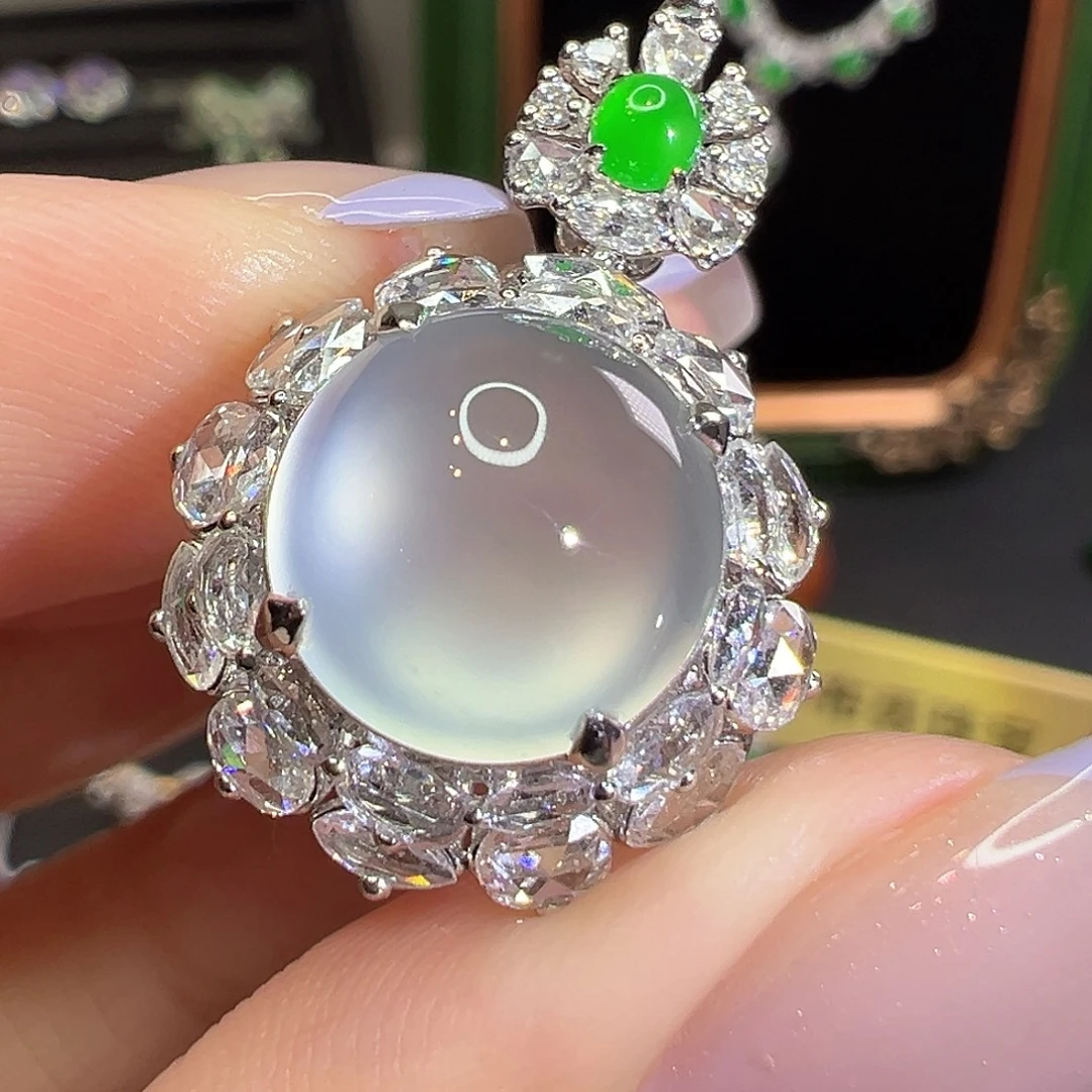 翡翠18K金镶嵌戒指两用款