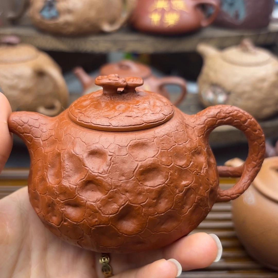 茶壶紫砂灵芝朱泥180c c
