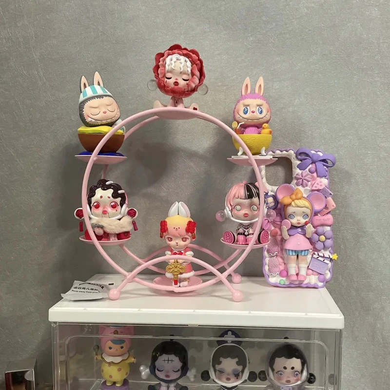 手办展示架盲盒摩天轮收纳桌面铁艺立式摆放棉花娃娃公仔谷美摆台