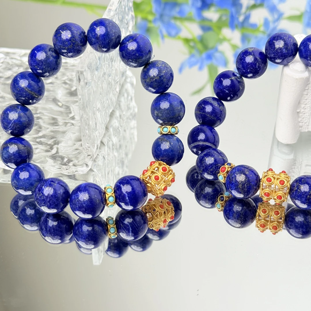 【1962 月升沧海】青金石13-14mm手串面小仙多样性发其一