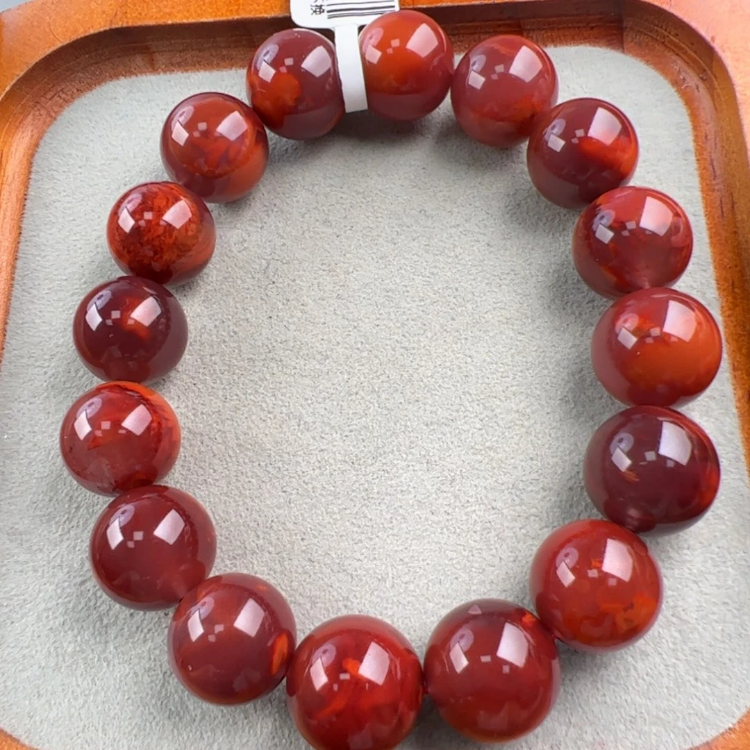 南红玛瑙未镶嵌（牛血火焰圆珠14mm）
