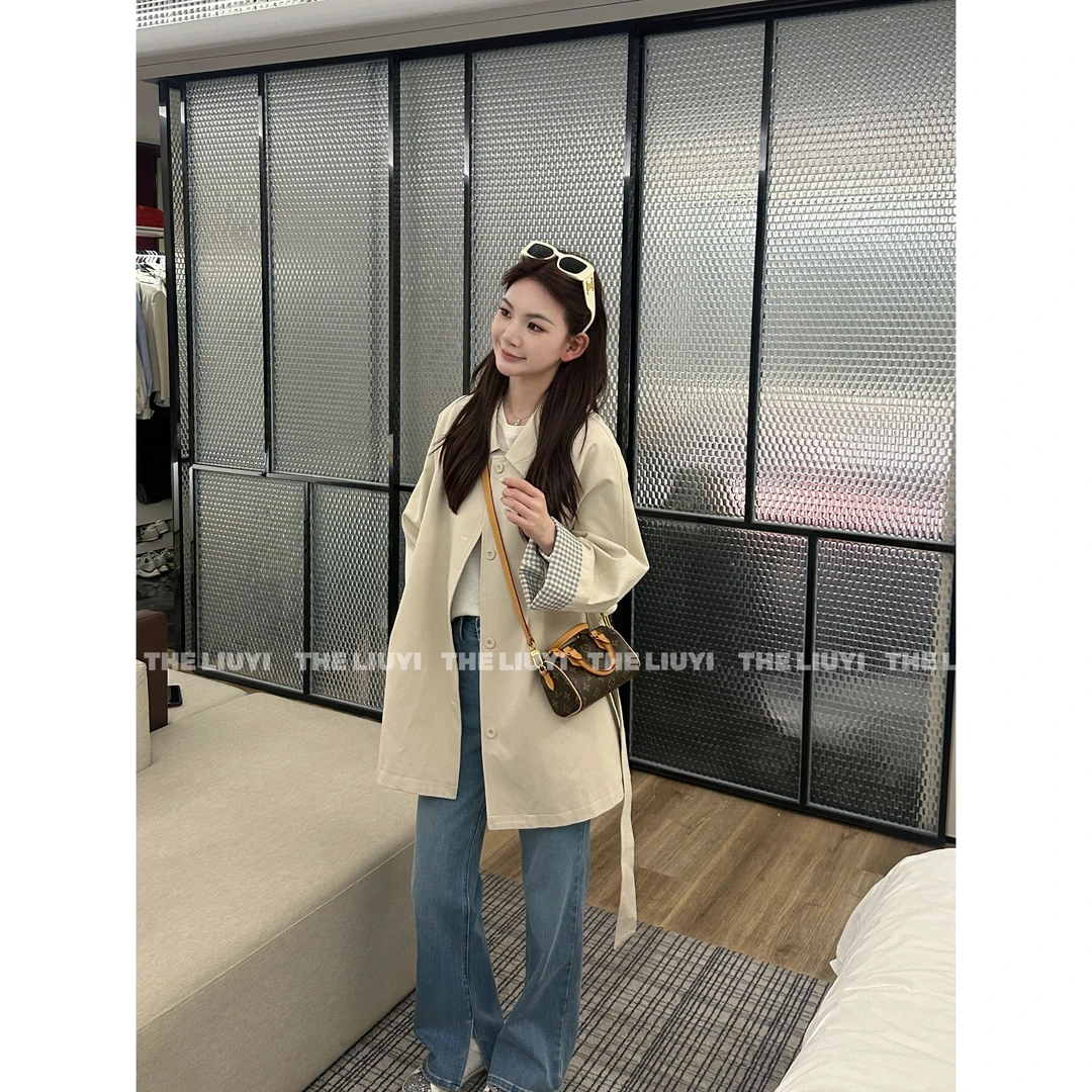 【LIUYI】欧若风衣~春季重工卡其色翻领外套53018