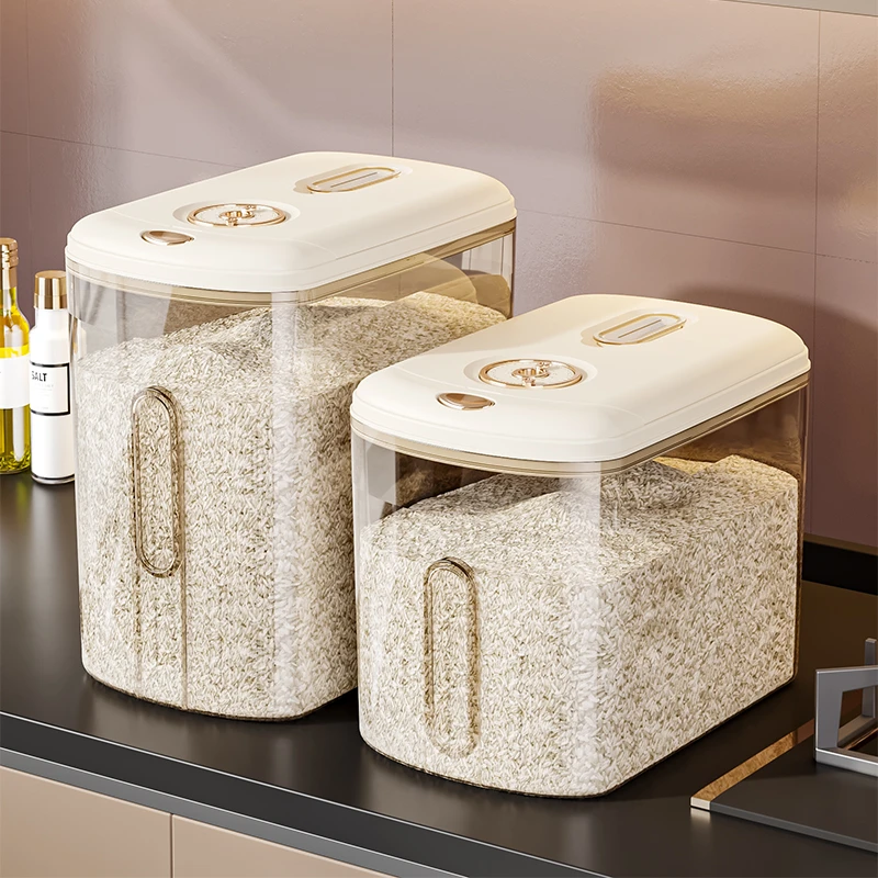 米桶家用防虫防潮厨房透明翻盖大容量杂粮面粉密封窄缝大米收纳盒
