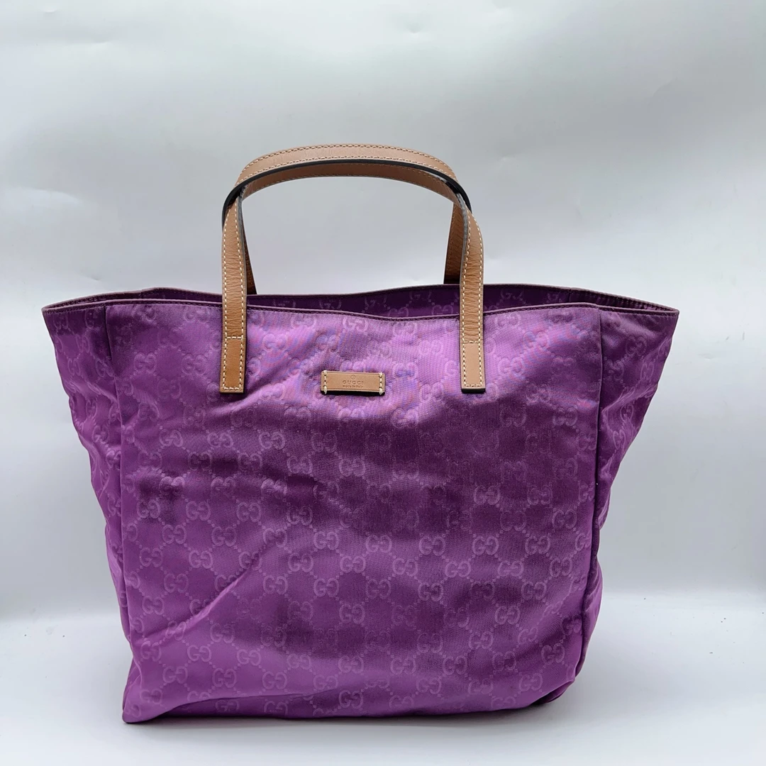 95新 GUCCI/古驰  紫色印花手提袋 1409 0338