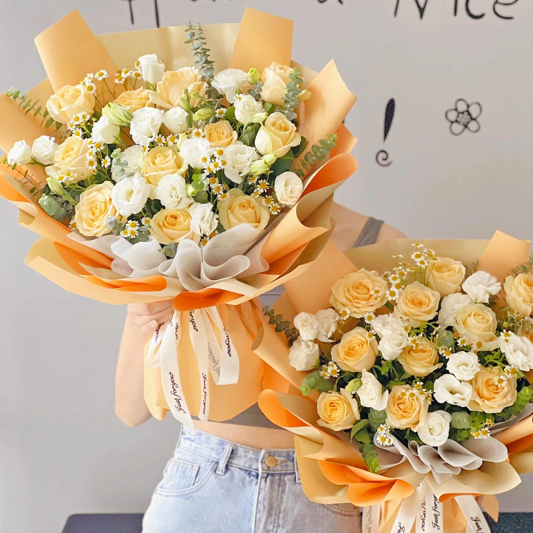 【一见倾心】19朵香槟玫瑰真鲜花同城花店配送女友恋人闺蜜生日礼物