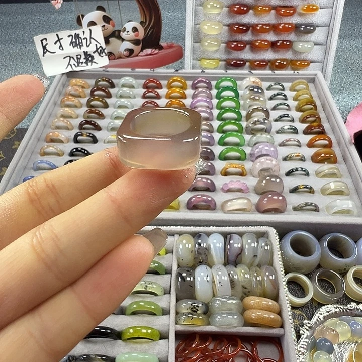 玛瑙/玉髓未镶嵌戒圈A10不退换16港12