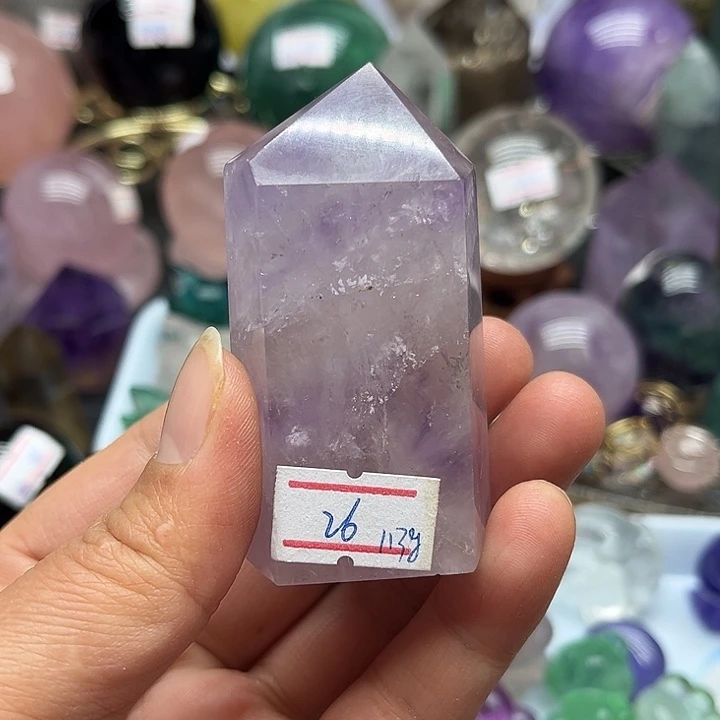 珠宝半成品未镶嵌水晶113克紫水晶柱