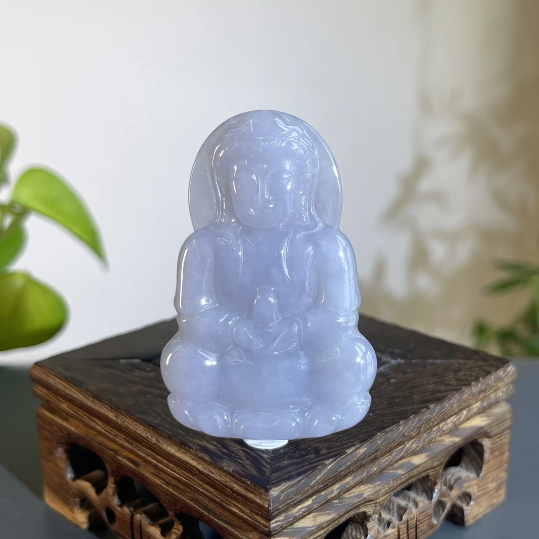 JXB16-90  天然缅甸A货翡翠 正装观音
