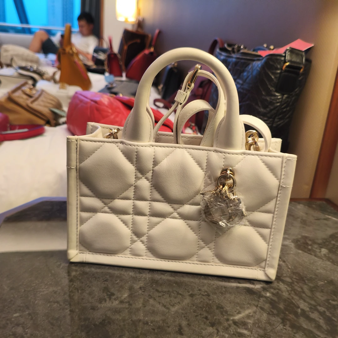95新 DIOR/迪奥 包展专属 Dior迪奥白色金口横版戴妃
