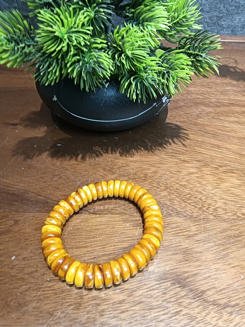 蜜蜡车轮珠盘子手串