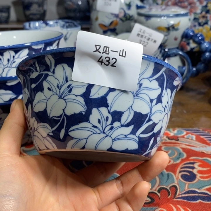 青花瓷景德镇陶瓷百合花碗