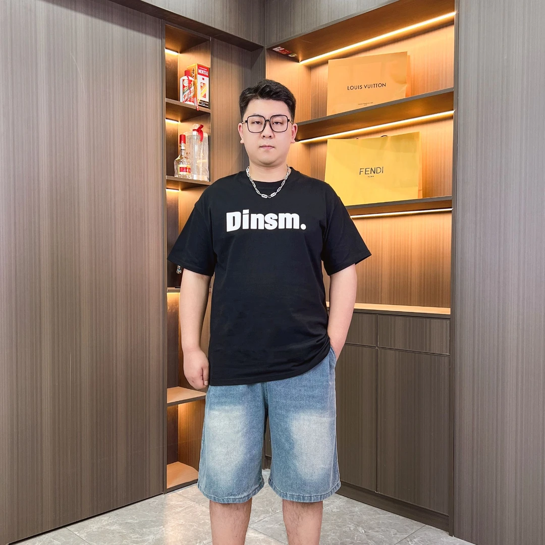 夏季凉感速干字母印花短袖T恤男大码宽松潮流水洗牛仔五分裤T7571