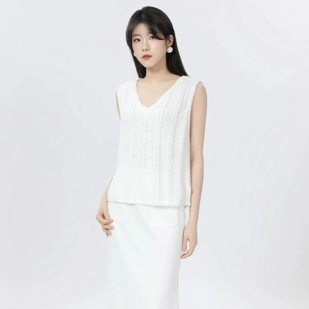 AMASS/阿玛施夏季新款气质针织衫百搭圆领修身短袖上衣女538073