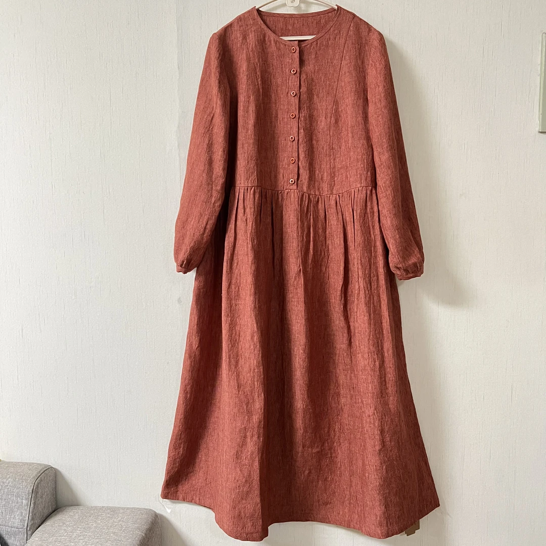 JJSY25069君家三月春夏色织亚麻连衣裙春季出游裙