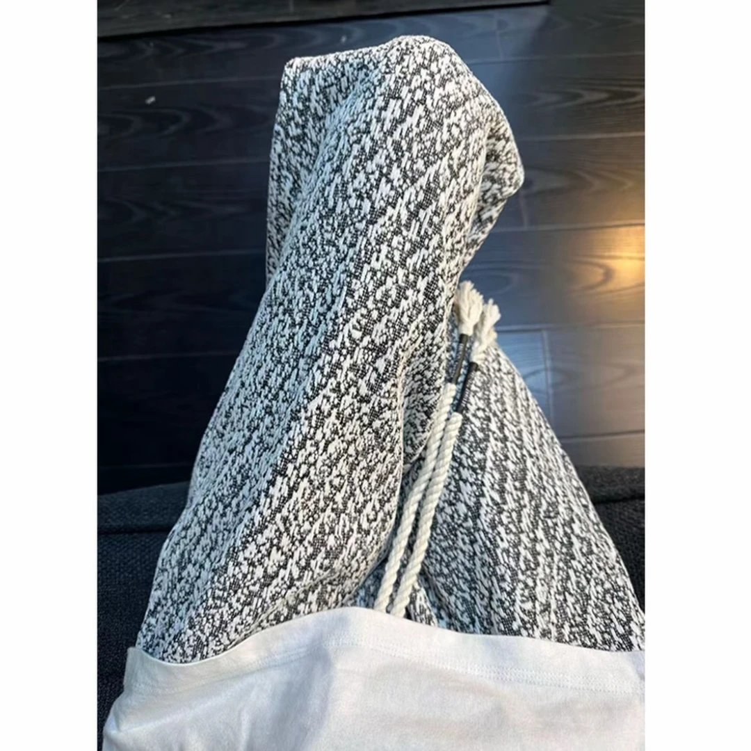 美式小香风重磅卫裤男款秋冬复古粗花针织裤慵懒感宽松直筒休闲裤