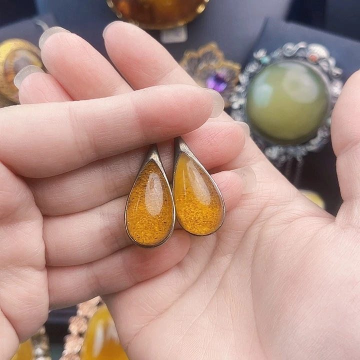 琥珀银S925镶嵌裸石