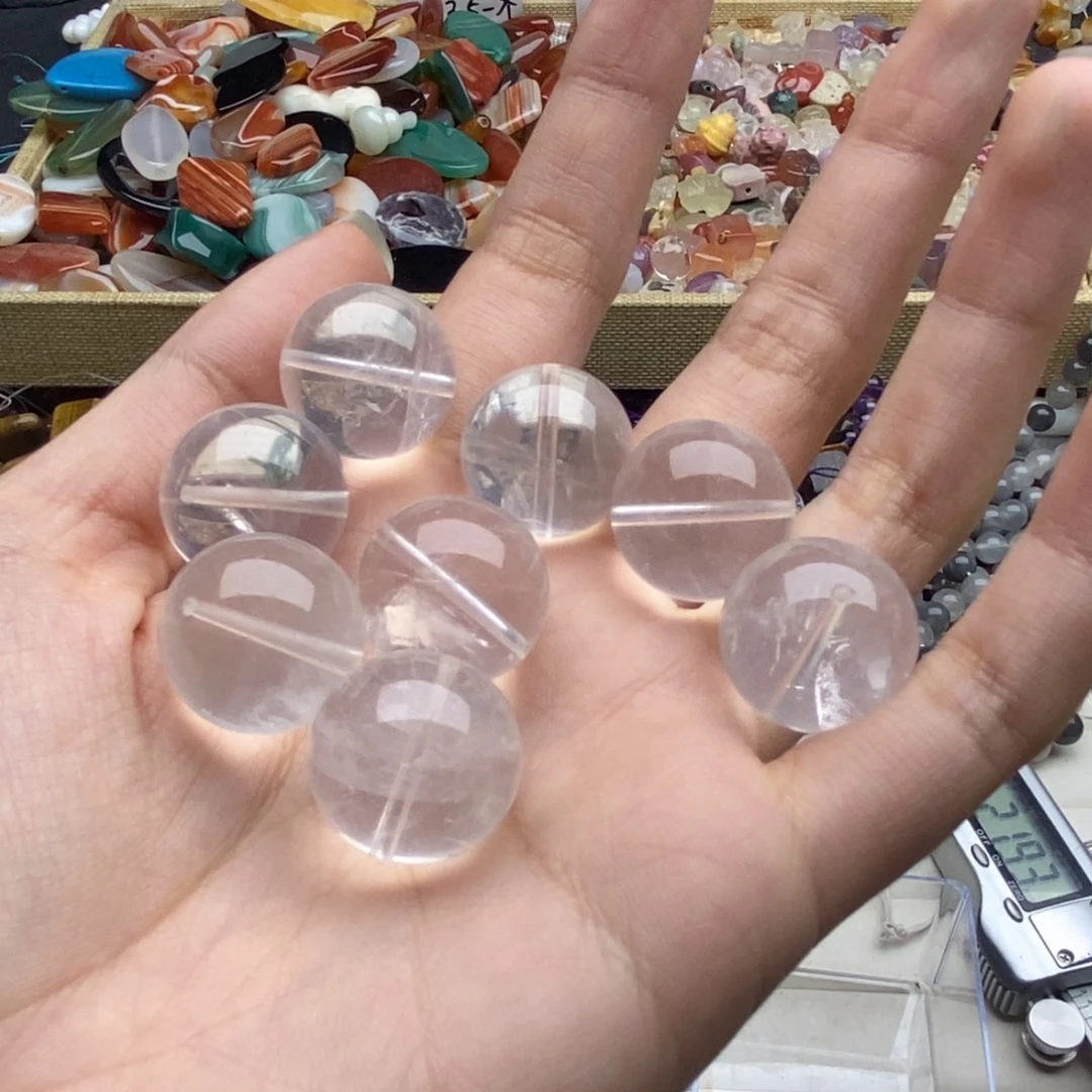 玛瑙/玉髓未镶嵌珠宝半成品一个装纯天然奶白晶单珠17mm