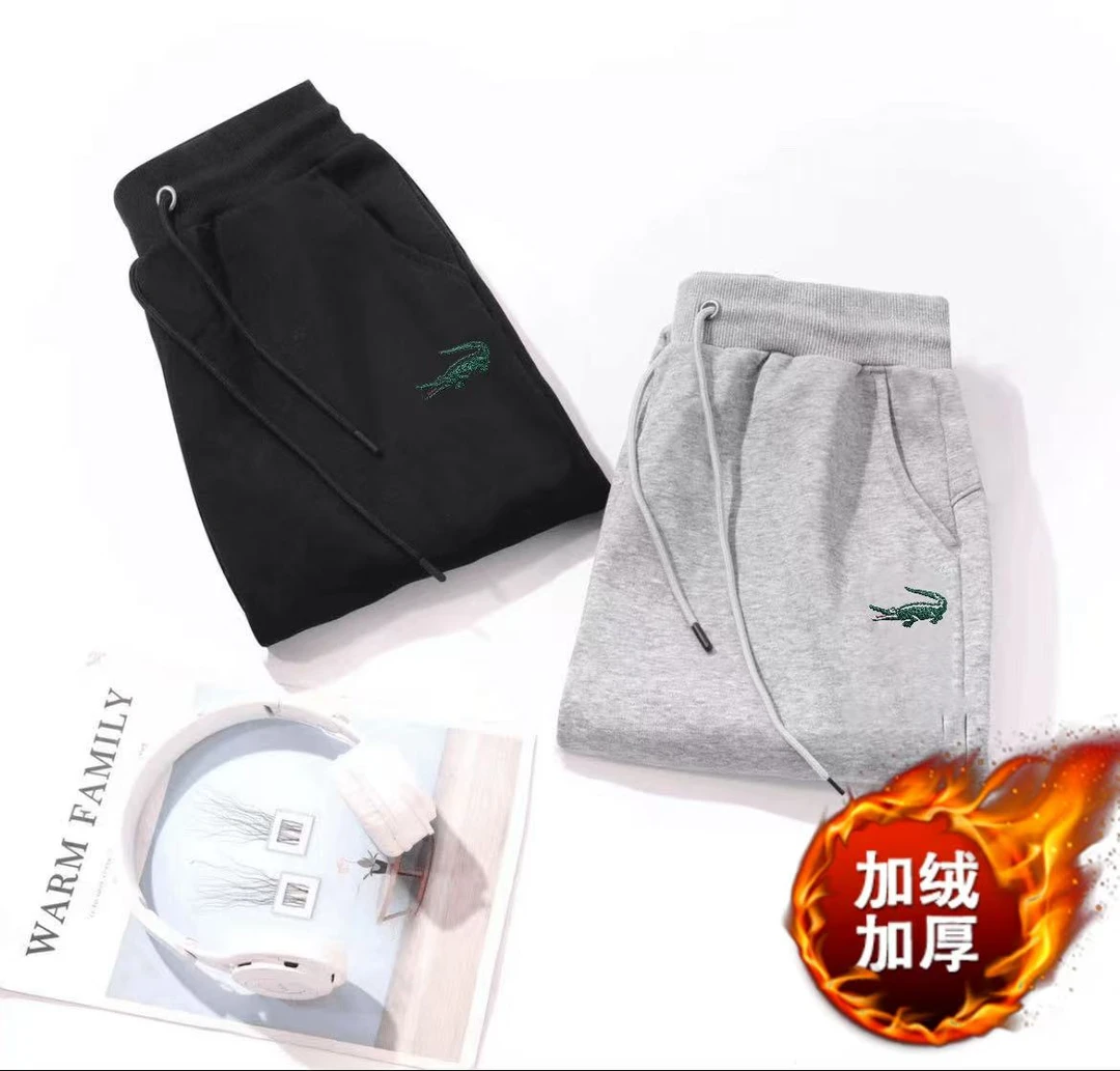 【鳄鱼加绒运动裤】大码秋季新款运动裤宽松束脚大码百搭显瘦卫裤
