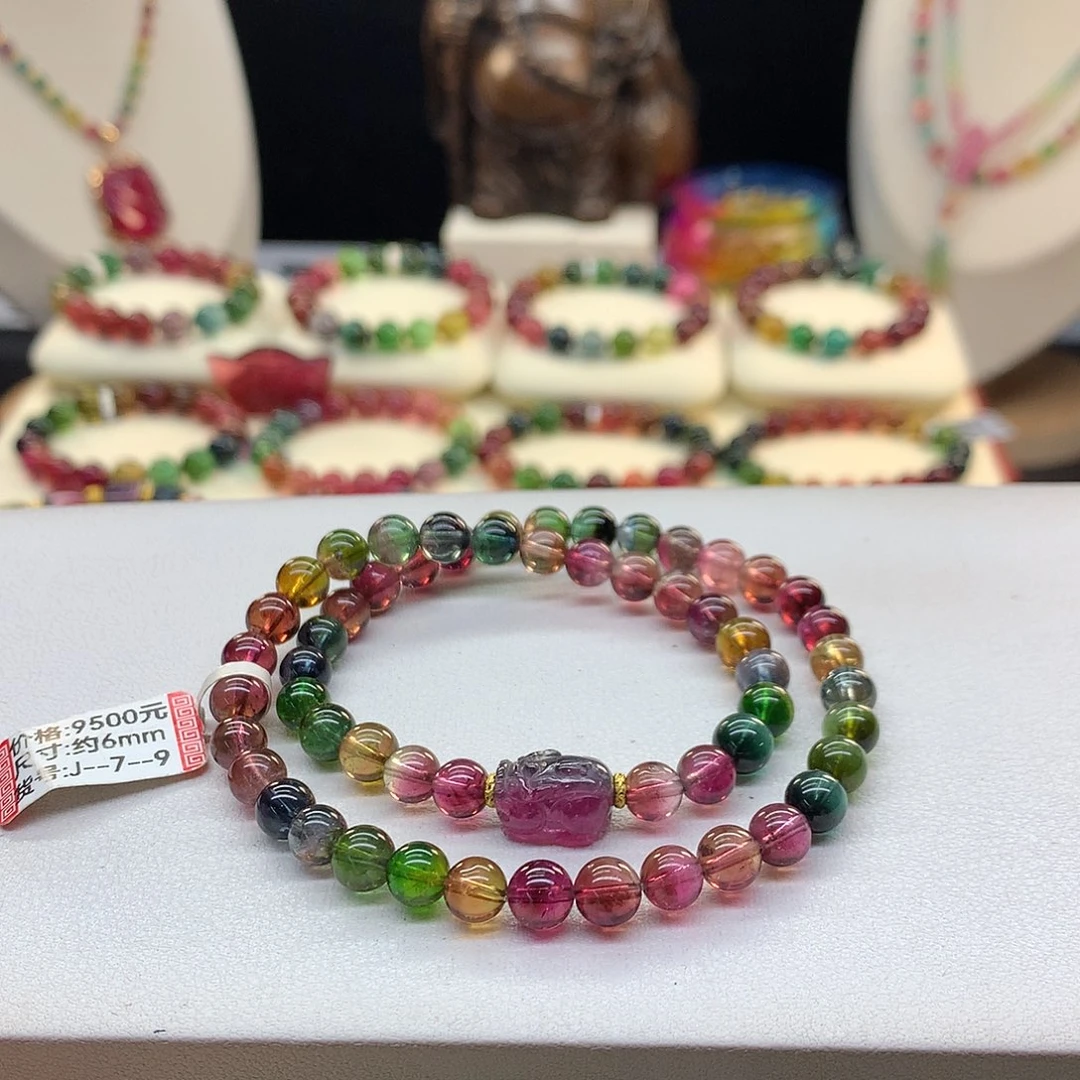 碧玺手串未镶嵌6.2/西瓜。