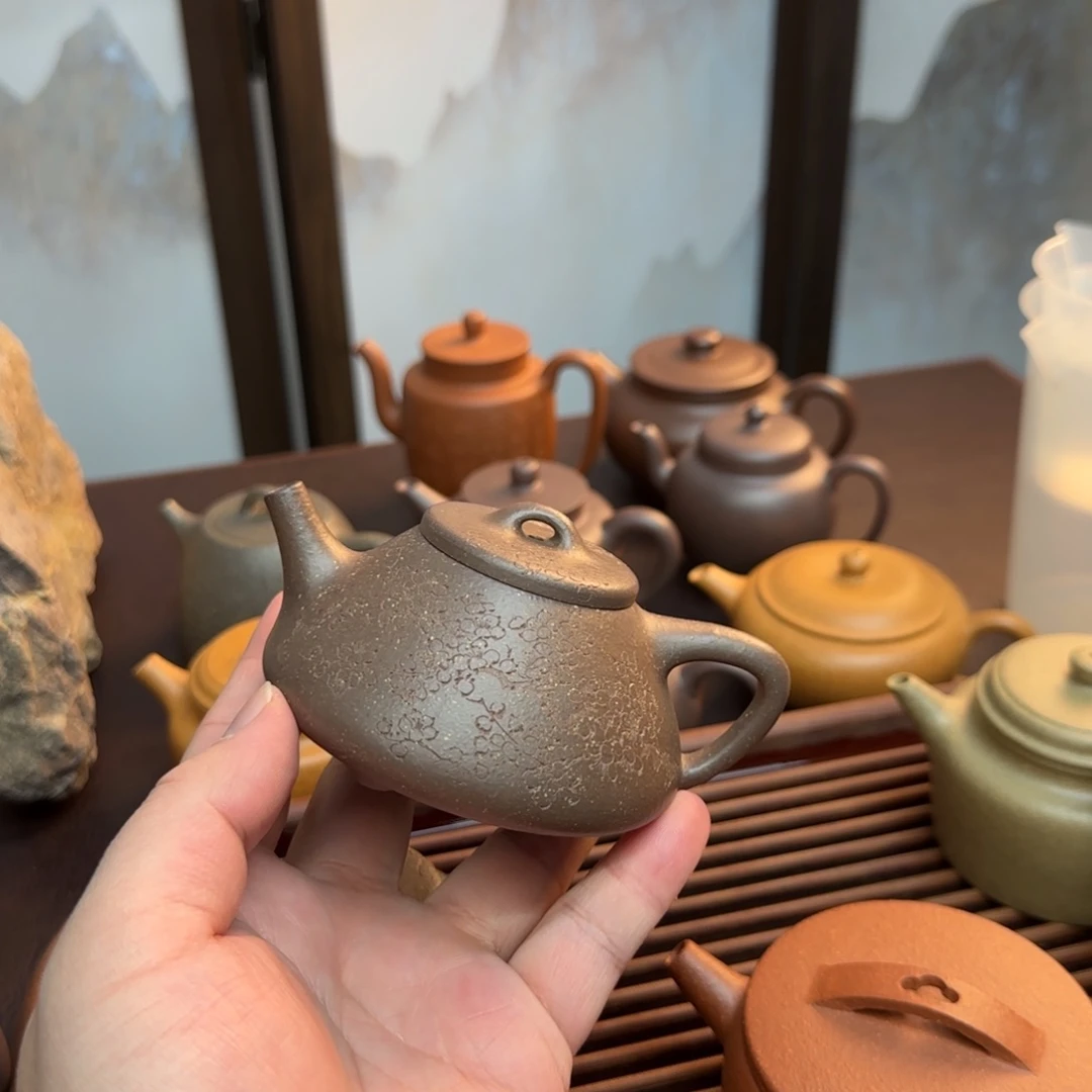 茶壶紫砂大水潭天青电窑烧子冶石瓢刻绘微封釉