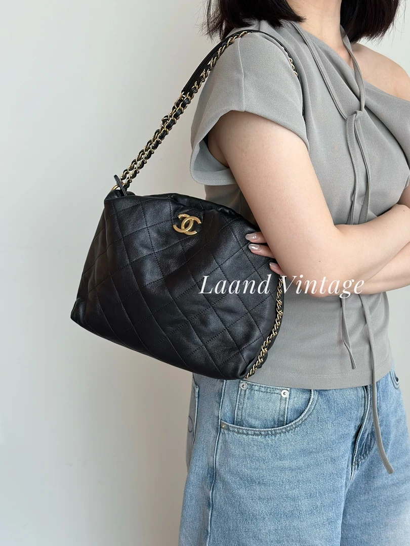 95新 Chanel/香奈儿 黑金小云朵