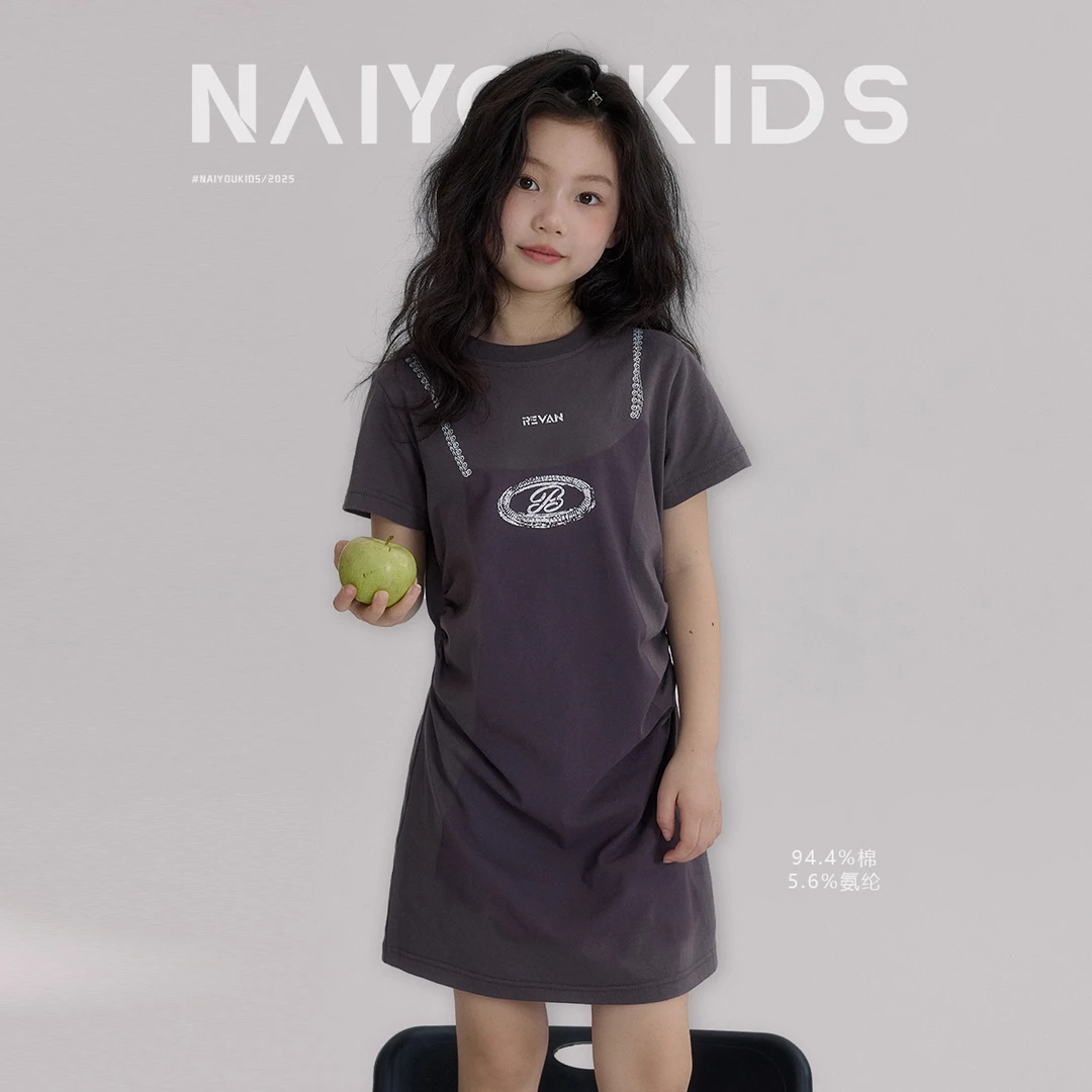 【扭起来7】女童连衣裙2025夏季新款简约时尚宝宝T裙Y6435