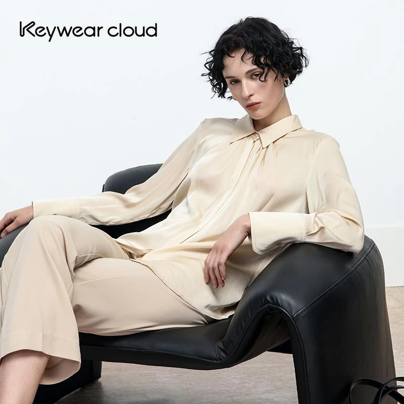 Keywearcloud奇威秋季云感轻奢知性通勤桑蚕丝亲肤呼吸衬衫
