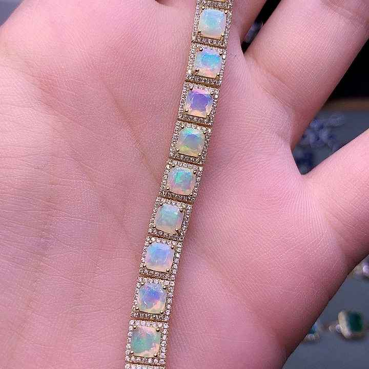 欧泊银S925镶嵌手链579