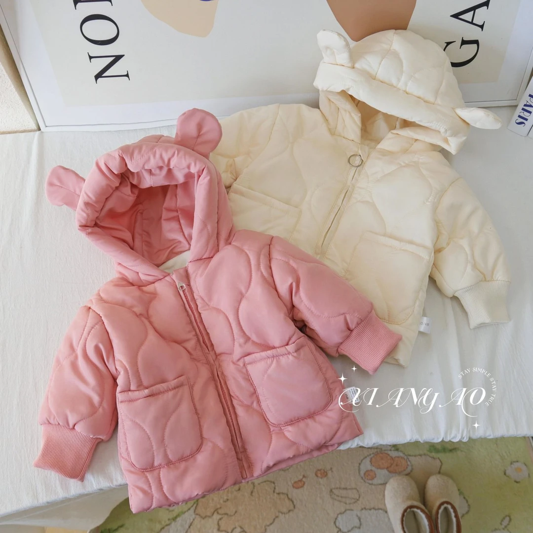 【Z0044】女宝宝棉服2025秋冬季新款韩版连帽熊耳朵棉衣加厚棉袄-jp
