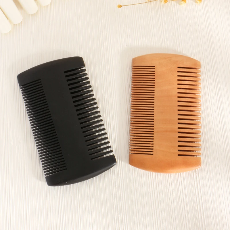 一把装桃木便携随身木质小巧按摩梳双面密齿篦子梳男士胡须梳10CM
