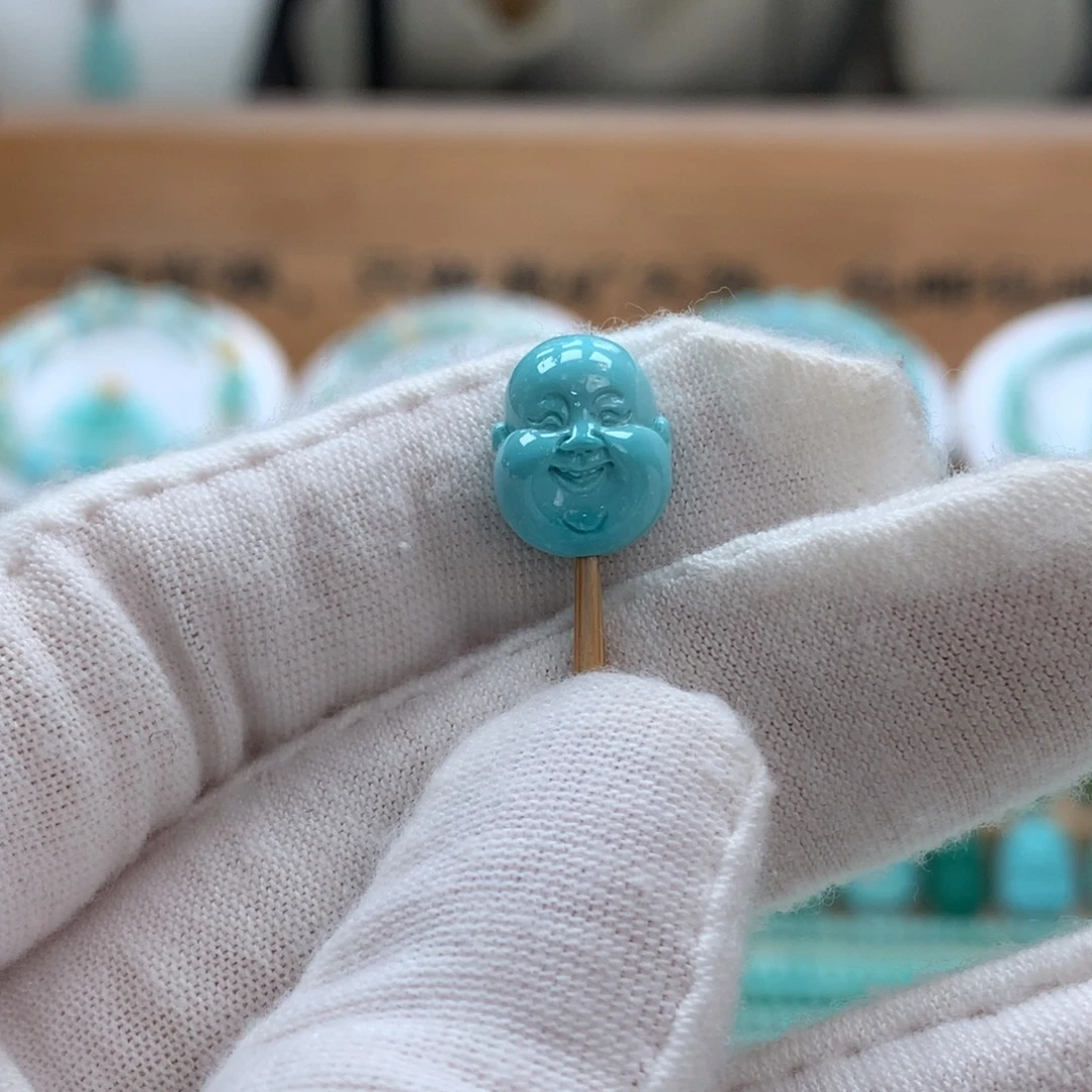 绿松石未镶嵌绿松石弥勒佛配饰