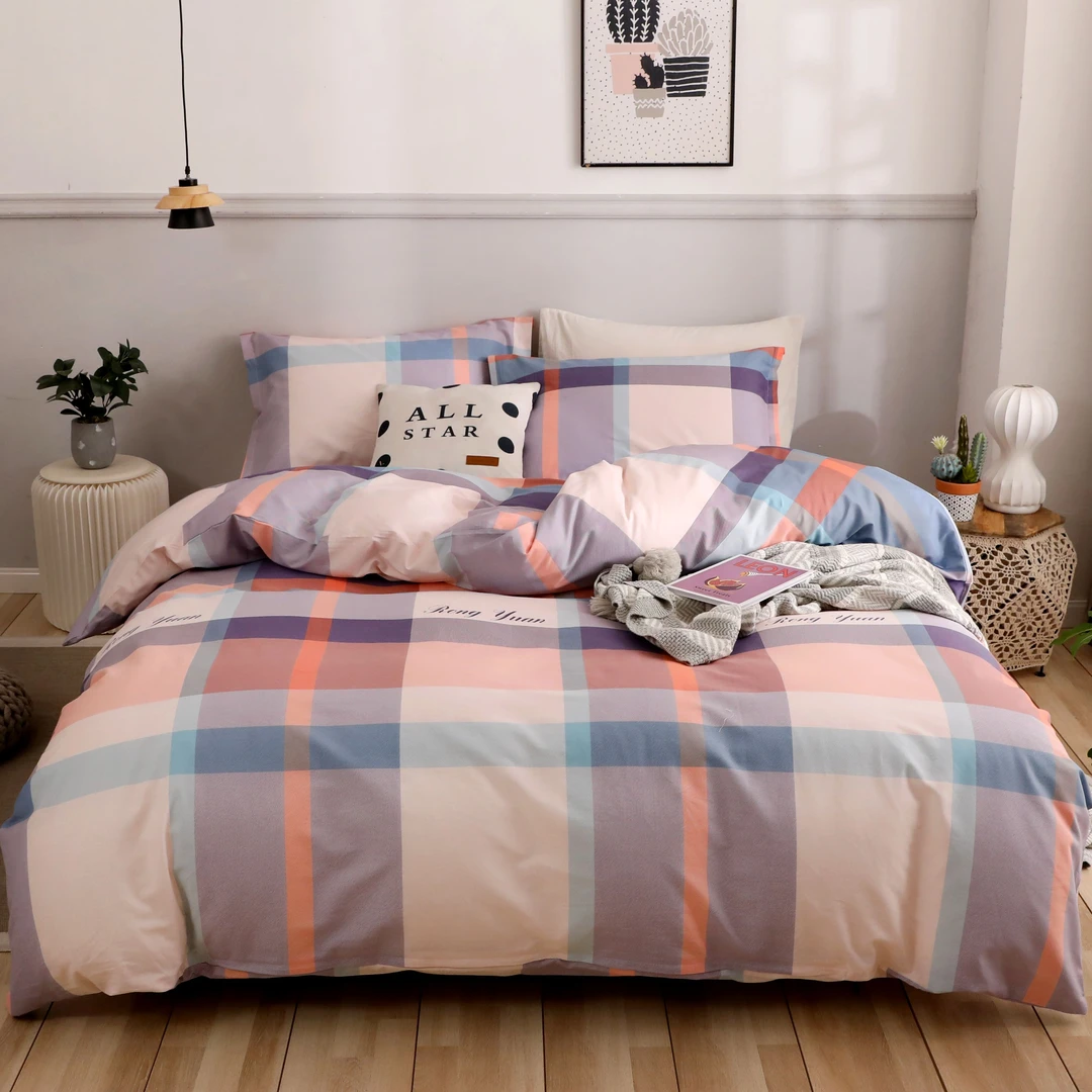 斜纹纯棉被套单件100%纯棉简约格子1.5米×2米×2.3单人被罩180 200