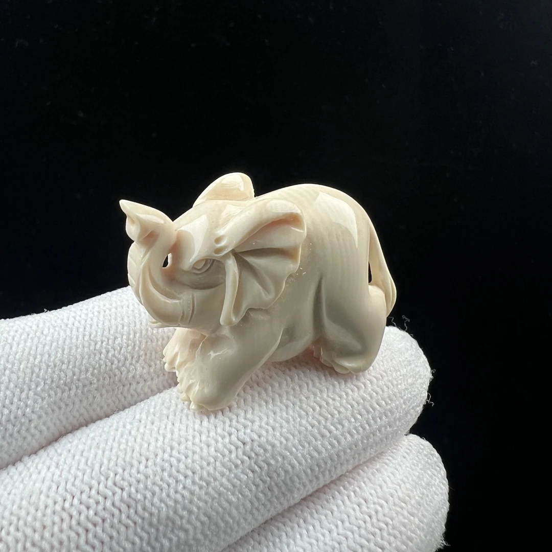 P9853天然猛犸牙小象15x31x25mm支持鉴定 假一罚四