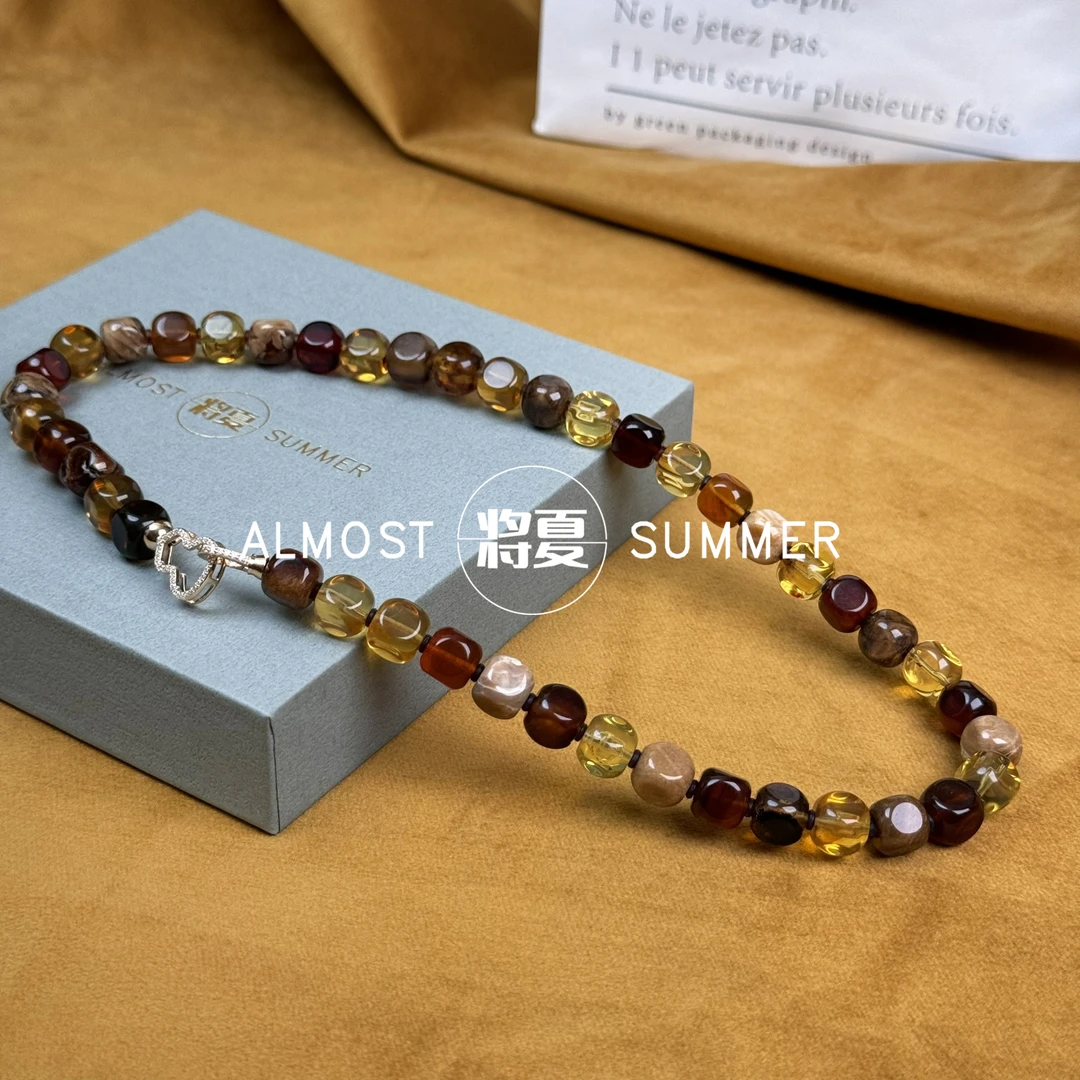 合金项链 【金棕老钱骰子珠项链】将夏