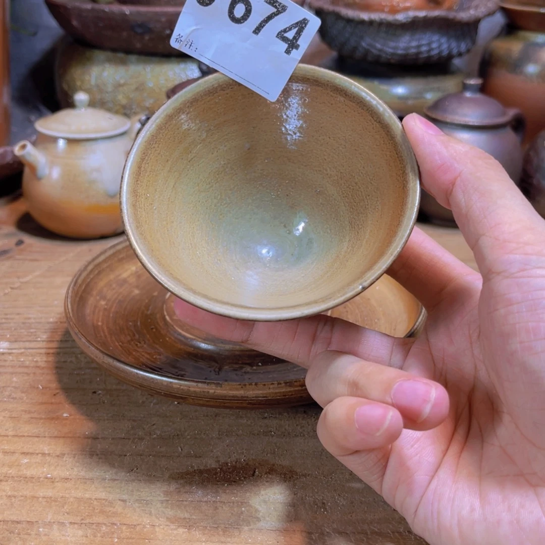 纯手工制作工艺（柴烧）裸烧纯手工制作柴烧杯674