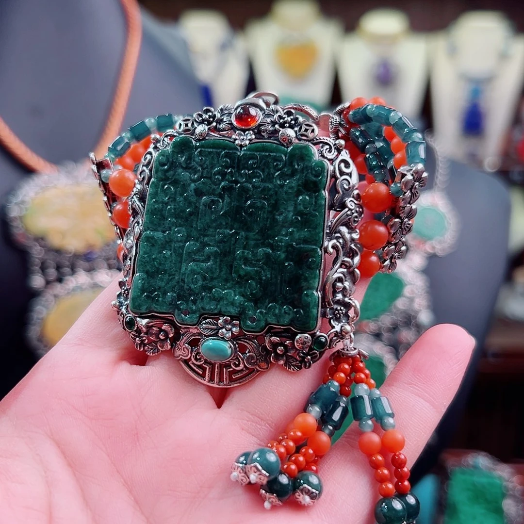 翡翠银S925镶嵌手链手链