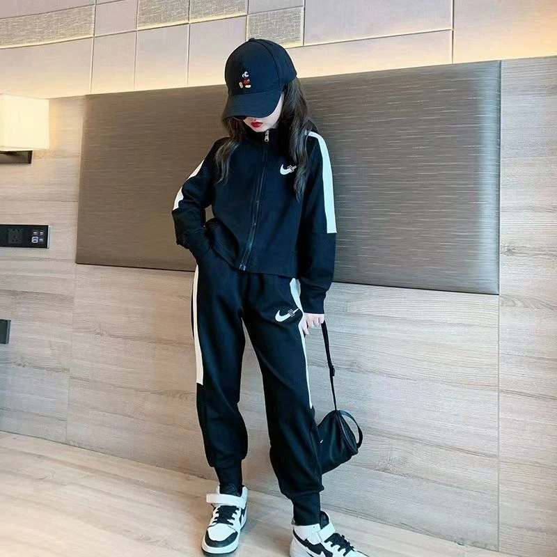 网红女童春秋长袖套装新款儿童中大童运动卫衣韩版时髦洋气两件套