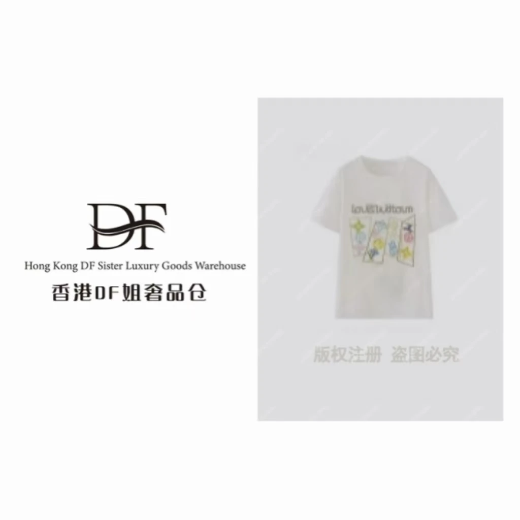 【DF奢品仓】花牌 新款 重工水钻手工彩绘工艺 时尚高级短袖百搭