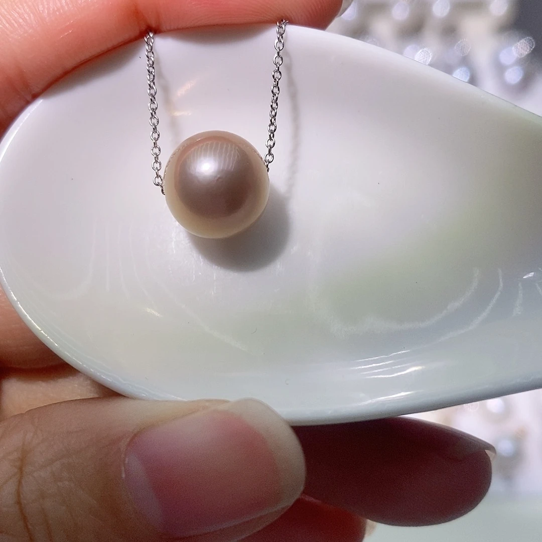 淡水珍珠吊坠(赠链)银S925镶嵌尺寸11/12毫米