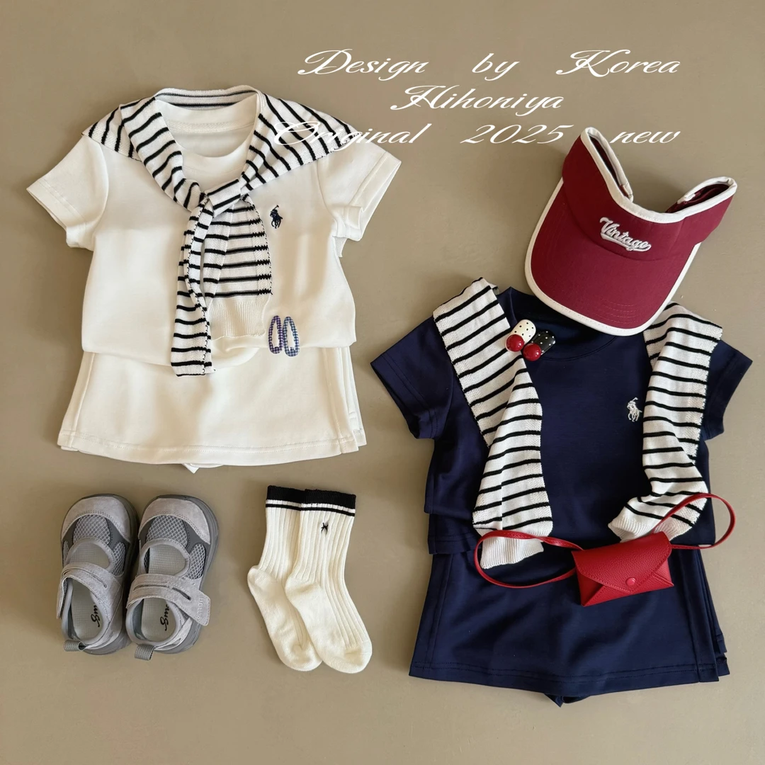 【松弛小马】二Hihoniya~2025夏季欧若风亲子小马纯色运动韩版套装