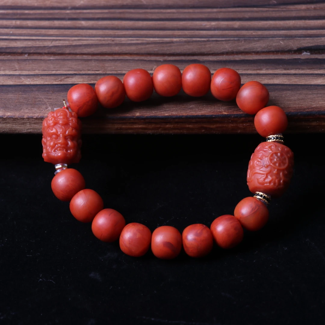 【石语珠宝】高品精美南红玛瑙11mm左右diy老型珠手串一条d848