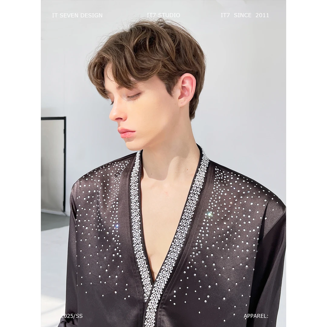 it7【暗物质粒子】高级感镶水钻长袖衬衣贵族气质衬衫