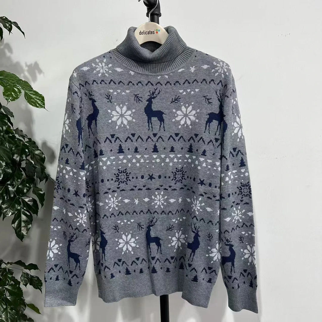 (2.11)B 24新款冬季满身图案潮牌冬季男士高领针织衫 29101