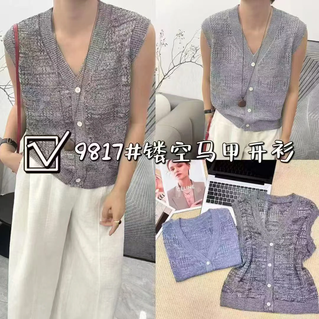 毛针织衫常规款纯色无袖气质薄款开衫夏季小香风2575