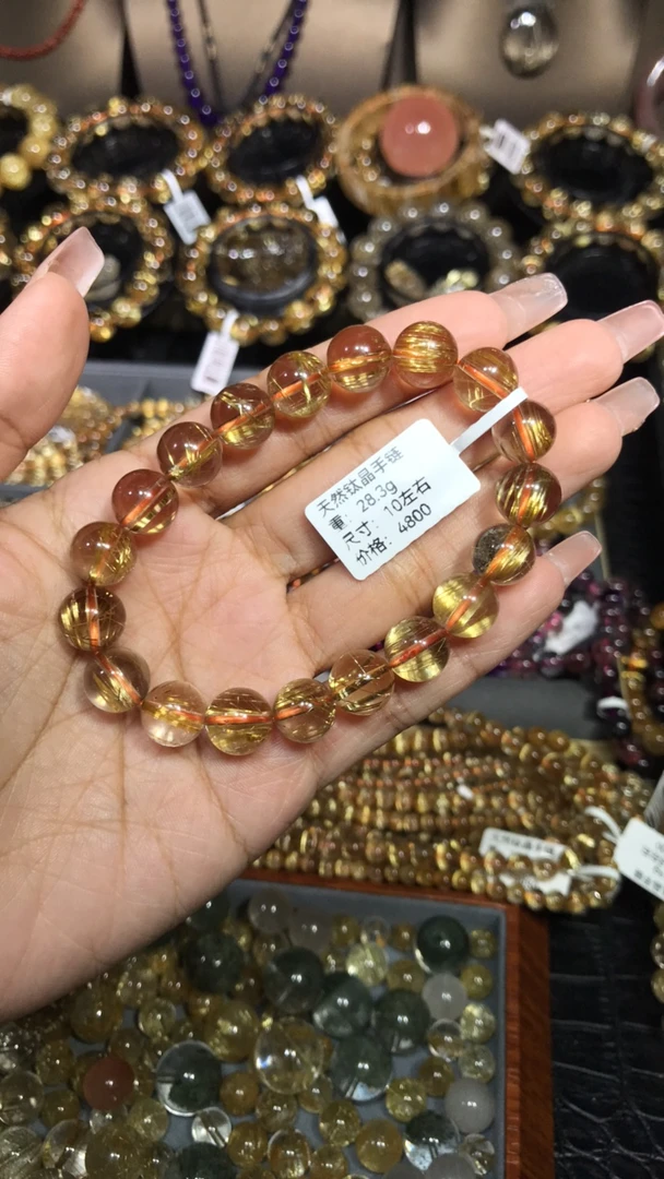 天然钛晶发晶手链顺版猫眼钛晶手链