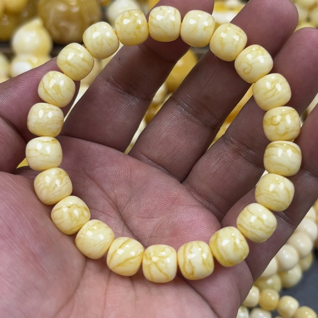 手串琥珀未镶嵌同料焦皮奶橘虎皮老邢手串10mm