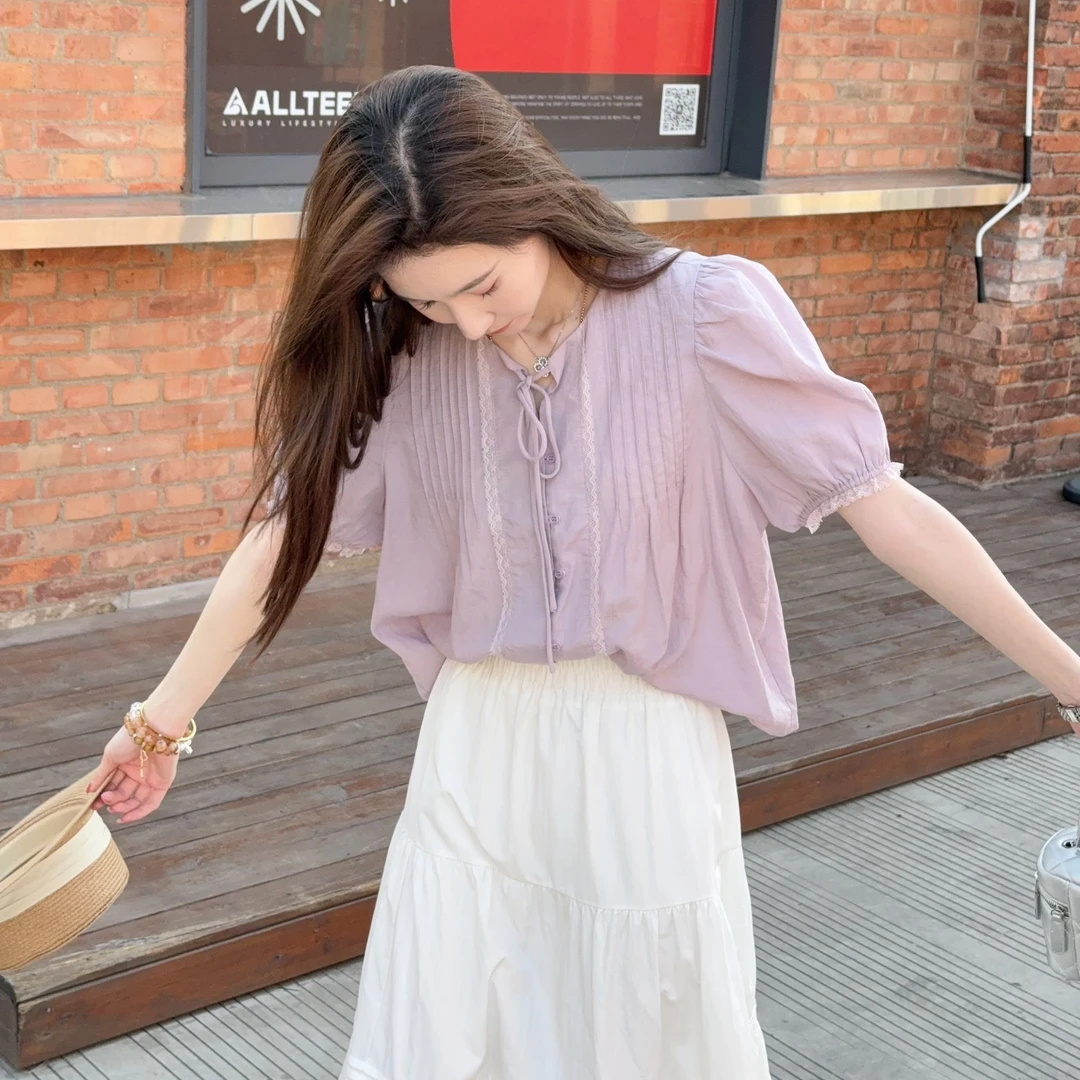 【新款上新】马克华菲女装夏季气质设计感短袖上衣F52003A501 L